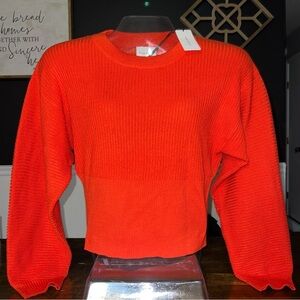 NWT | Pink Rose Orange Knit Sweater | Size Medium